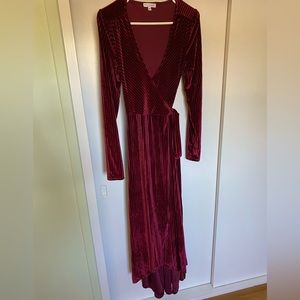 Baltic Born Jada Ribbed Velvet Wrap Dress